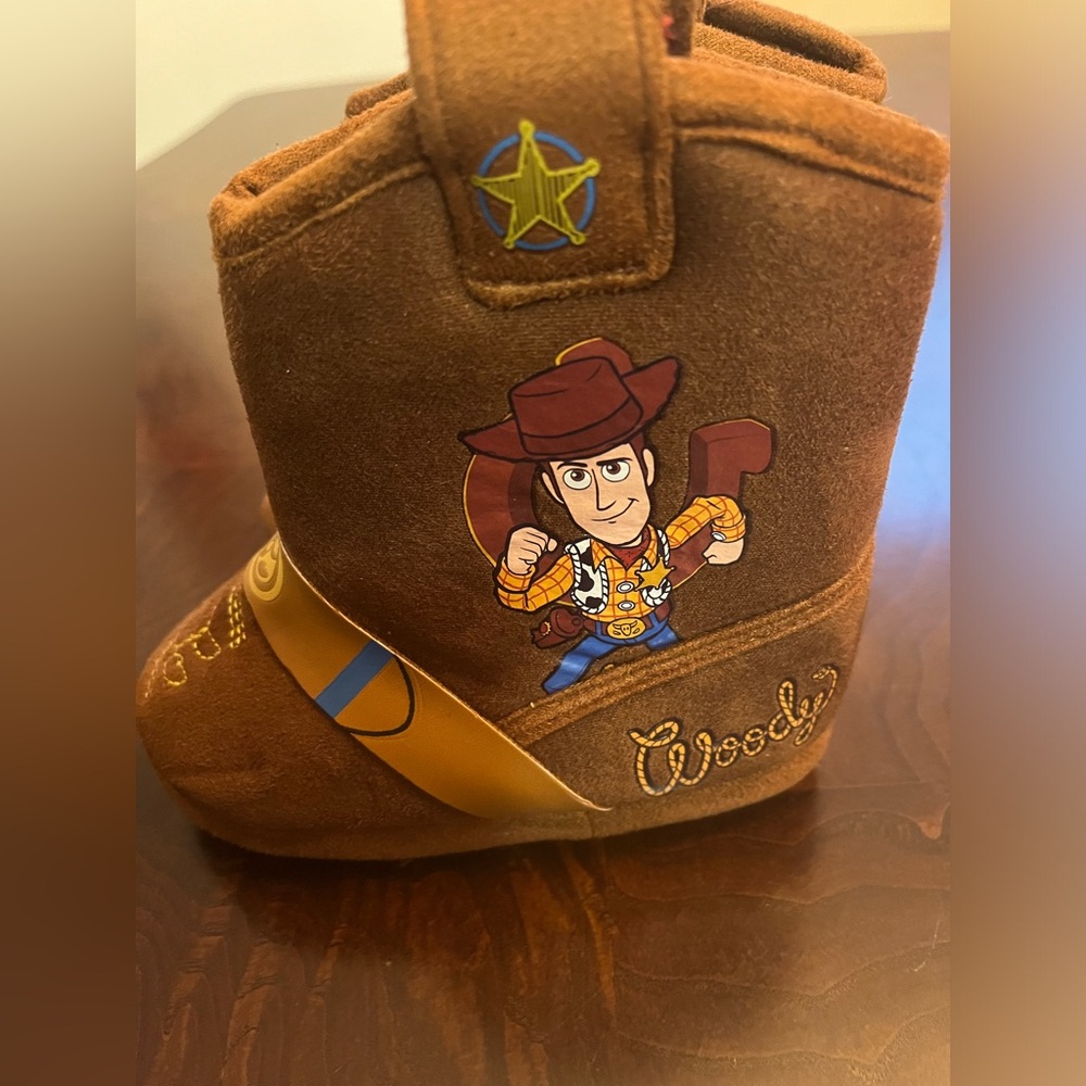 Disney Pixar Toy Story Toddler Pull-On Woody Cowboy Boot Slippers Costume sz 5-6